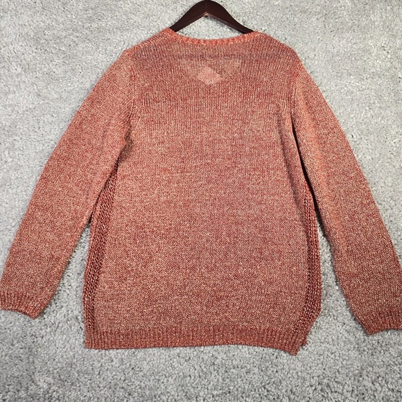 J. McLaughlin Metallic Linen Sweater Womens XL Red Holiday Shine Pullover Knit - Picture 7 of 12
